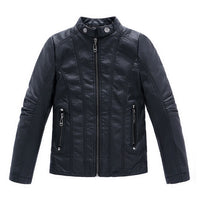 Motorcycle Jacket New 2021 Boys Leather Jacket Stand Collar Motorcycle Style PU Leather Jackets Kids Casual Jackets Boys Outdoor Coat Clothes