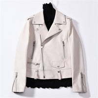 Moto Clothing Set Women 2020 Fashion Real Sheepskin Coat Rivet Motorcycle Biker Jacket Female Sheep Leather Coat