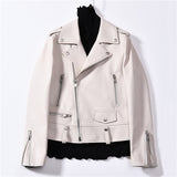 Moto Clothing Set Women 2020 Fashion Real Sheepskin Coat Rivet Motorcycle Biker Jacket Female Sheep Leather Coat