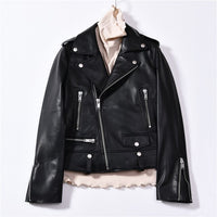 Moto Clothing Set Women 2020 Fashion Real Sheepskin Coat Rivet Motorcycle Biker Jacket Female Sheep Leather Coat