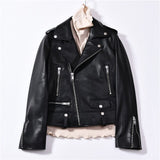Moto Clothing Set Women 2020 Fashion Real Sheepskin Coat Rivet Motorcycle Biker Jacket Female Sheep Leather Coat