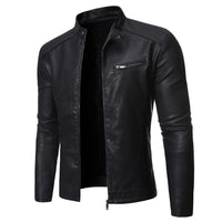 Men Autumn Winter Motorcycle Men's Coat Stand Collar Versatile Personality Men Wash Leather Clothes