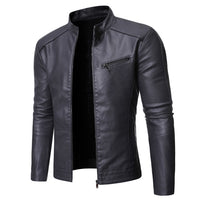 Men Autumn Winter Motorcycle Men's Coat Stand Collar Versatile Personality Men Wash Leather Clothes