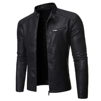 Men Autumn Winter Motorcycle Men's Coat Stand Collar Versatile Personality Men Wash Leather Clothes