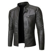 Men Autumn Winter Motorcycle Men's Coat Stand Collar Versatile Personality Men Wash Leather Clothes