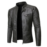 Men Autumn Winter Motorcycle Men's Coat Stand Collar Versatile Personality Men Wash Leather Clothes