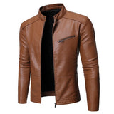 Men Autumn Winter Motorcycle Men's Coat Stand Collar Versatile Personality Men Wash Leather Clothes