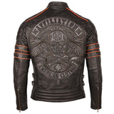 Motorcycle Jacket Black Embroidery Skull Motorcycle Leather Jackets 100% Natural Cowhide Moto Jacket Biker Leather Coat Winter Warm Clothing M219