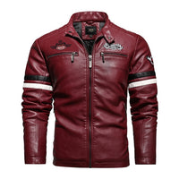 Motorcycle Jacket 2022 Men Fashion New Biker Leather Jacket Male Embroidery Bomber Coat Winter Fleece Pu Overcoat