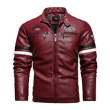 Motorcycle Jacket 2022 Men Fashion New Biker Leather Jacket Male Embroidery Bomber Coat Winter Fleece Pu Overcoat