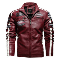 Motorcycle Jacket 2022 Men Fashion New Biker Leather Jacket Male Embroidery Bomber Coat Winter Fleece Pu Overcoat