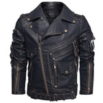 Motorcycle Jacket Winter Mens Leather Jacket Men Fashion Motorcycle PU Leather Jacket Cool Zipper Pockets Leather Coats EU Size