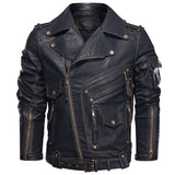 Motorcycle Jacket Winter Mens Leather Jacket Men Fashion Motorcycle PU Leather Jacket Cool Zipper Pockets Leather Coats EU Size