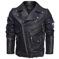 Motorcycle Jacket Winter Mens Leather Jacket Men Fashion Motorcycle PU Leather Jacket Cool Zipper Pockets Leather Coats EU Size