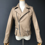 Moto Clothing Set Women 2020 Fashion Real Sheepskin Coat Rivet Motorcycle Biker Jacket Female Sheep Leather Coat