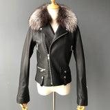 Moto Clothing Set Women 2020 Fashion Real Sheepskin Coat Rivet Motorcycle Biker Jacket Female Sheep Leather Coat