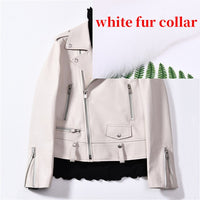 Moto Clothing Set Women 2020 Fashion Real Sheepskin Coat Rivet Motorcycle Biker Jacket Female Sheep Leather Coat