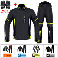 Moto Clothing Set Motorcycle Jacket Man Set Moto Protection Windproof Waterproof Motorbike Riding Moto Jacket + Pants Suit Body Armor for 4 Season