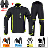 Moto Clothing Set Motorcycle Jacket Man Set Moto Protection Windproof Waterproof Motorbike Riding Moto Jacket + Pants Suit Body Armor for 4 Season