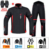 Moto Clothing Set Motorcycle Jacket Man Set Moto Protection Windproof Waterproof Motorbike Riding Moto Jacket + Pants Suit Body Armor for 4 Season