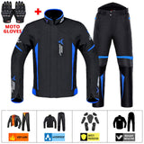 Moto Clothing Set Motorcycle Jacket Man Set Moto Protection Windproof Waterproof Motorbike Riding Moto Jacket + Pants Suit Body Armor for 4 Season