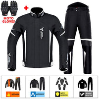 Moto Clothing Set Motorcycle Jacket Man Set Moto Protection Windproof Waterproof Motorbike Riding Moto Jacket + Pants Suit Body Armor for 4 Season