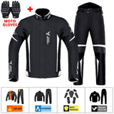 Moto Clothing Set Motorcycle Jacket Man Set Moto Protection Windproof Waterproof Motorbike Riding Moto Jacket + Pants Suit Body Armor for 4 Season