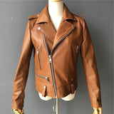 Moto Clothing Set Women 2020 Fashion Real Sheepskin Coat Rivet Motorcycle Biker Jacket Female Sheep Leather Coat