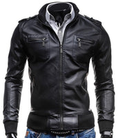 Men PU Jacket Motorcycle Coats Faux Leather Clothing Male Casual Clothes Size S - XXL Solid Business Mens Leather Jackets