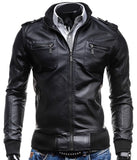Men PU Jacket Motorcycle Coats Faux Leather Clothing Male Casual Clothes Size S - XXL Solid Business Mens Leather Jackets