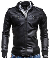 Men PU Jacket Motorcycle Coats Faux Leather Clothing Male Casual Clothes Size S - XXL Solid Business Mens Leather Jackets