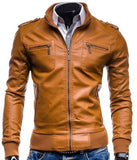 Men PU Jacket Motorcycle Coats Faux Leather Clothing Male Casual Clothes Size S - XXL Solid Business Mens Leather Jackets