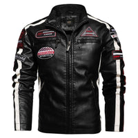 Motorcycle Jacket For Men In Autumn/Winter 2022 Fashion Casual Leather Embroidered Aviator Jacket In Winter Velvet  Pu Jacke