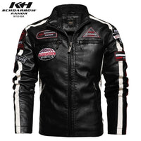 Motorcycle Jacket For Men In Autumn/Winter 2022 Fashion Casual Leather Embroidered Aviator Jacket In Winter Velvet  Pu Jacke