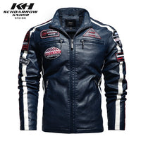 Motorcycle Jacket For Men In Autumn/Winter 2022 Fashion Casual Leather Embroidered Aviator Jacket In Winter Velvet  Pu Jacke