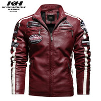 Motorcycle Jacket For Men In Autumn/Winter 2022 Fashion Casual Leather Embroidered Aviator Jacket In Winter Velvet  Pu Jacke