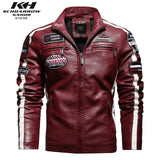 Motorcycle Jacket For Men In Autumn/Winter 2022 Fashion Casual Leather Embroidered Aviator Jacket In Winter Velvet  Pu Jacke