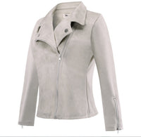 Motorcycle Jacket Women's Zip Up Coat Autumn Winter Suede Clothes Solid Slim Lapel Short Biker Jackets Overcoat Plus Size