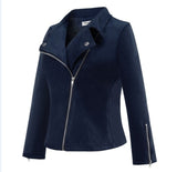 Motorcycle Jacket Women's Zip Up Coat Autumn Winter Suede Clothes Solid Slim Lapel Short Biker Jackets Overcoat Plus Size