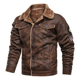 Moto Clothing Set Mens Jackets and Coats Retro Style Suede Leather Jacket Men Leather Motorcycle Jacket Fur Lined Warm Coat Winter Velvet Overcoat