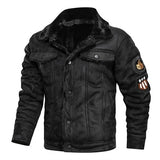 Moto Clothing Set Mens Jackets and Coats Retro Style Suede Leather Jacket Men Leather Motorcycle Jacket Fur Lined Warm Coat Winter Velvet Overcoat