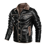 Moto Clothing Set Mens Jackets and Coats Retro Style Suede Leather Jacket Men Leather Motorcycle Jacket Fur Lined Warm Coat Winter Velvet Overcoat