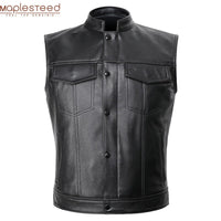 Motorcycle Jacket Motorcycle Biker Leather Vest Men Genuine Leather Sleeveless Jackets 100% REAL Cowhide/Sheepskin Asian Size S-6XL M232