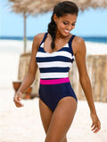 Swimwear One Piece Striped Swimsuit Women Classic Plus Size Swimwear Sliming Push Up Bathing Suit Summer Swimming Suit Beachwear S~XXL