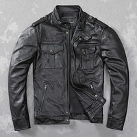 Motorcycle Jacket Jacket Men Casual Slim Black Motorcycle Cowhide Leather Jacket Mens Leather Coat Clothes Plus Size 5XL