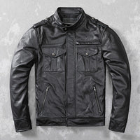 Motorcycle Jacket Jacket Men Casual Slim Black Motorcycle Cowhide Leather Jacket Mens Leather Coat Clothes Plus Size 5XL