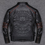 Motorcycle Jacket Spring Autumn Genuine Leather Jacket Men Embroidered Skull Casual Motorcycle Jacket Chaquetas Hombre Clothes Korean 2021 WPY2482