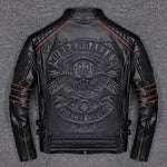 Motorcycle Jacket Spring Autumn Genuine Leather Jacket Men Embroidered Skull Casual Motorcycle Jacket Chaquetas Hombre Clothes Korean 2021 WPY2482
