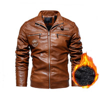 Motorcycle Jacket Leather Jacket Men Winter fleece Motorcycle PU Leahter jacket Male  Stand Collar Casual Windbreaker ropa de hombre Slim Coat