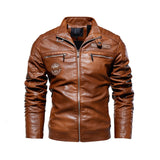 Motorcycle Jacket Leather Jacket Men Winter fleece Motorcycle PU Leahter jacket Male  Stand Collar Casual Windbreaker ropa de hombre Slim Coat
